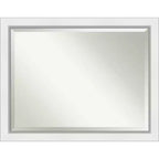 Amanti Art 46"x36" Eva White Framed Wall Mirror Silver: Modern Rectangle Beveled, No Assembly, Wall Mount