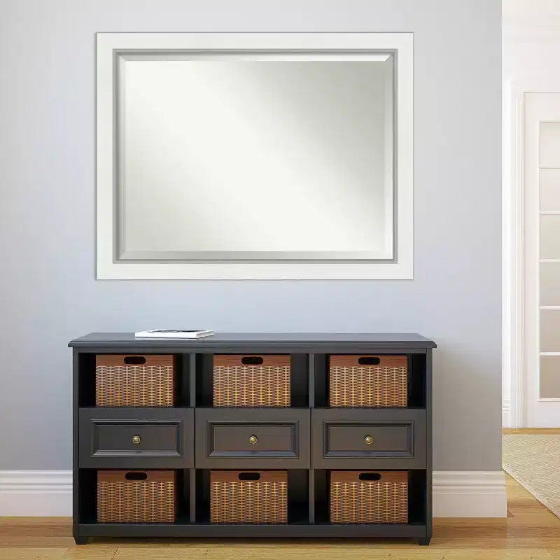 Miroir mural encadré blanc Argenté