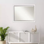 Miroir mural encadré blanc Argenté