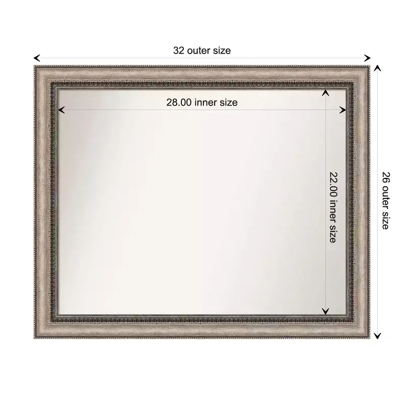 Miroir mural biseauté orné pour salle de bain - Argenté
