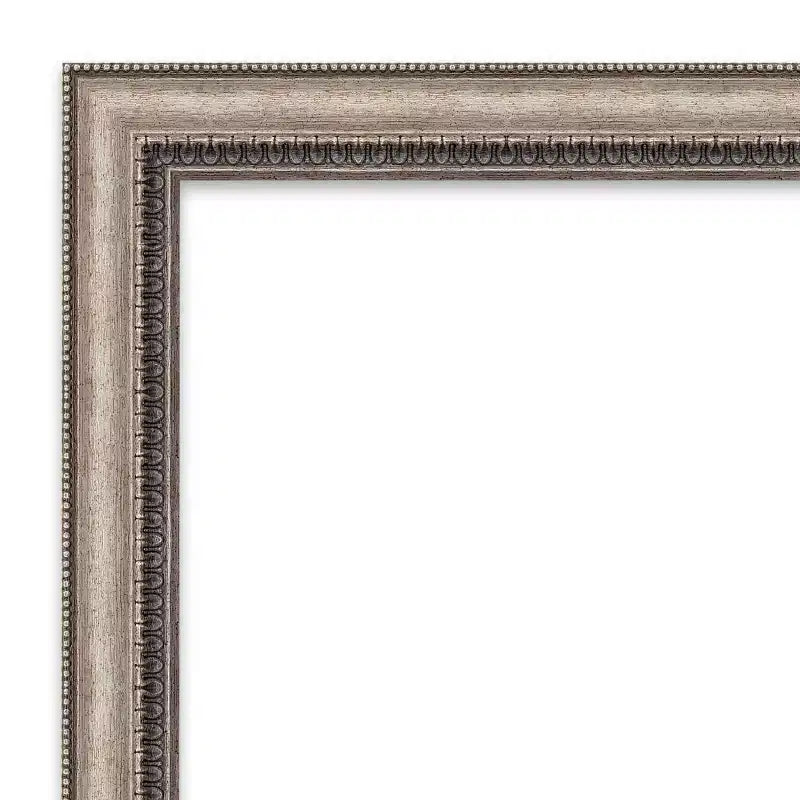 Miroir mural biseauté orné pour salle de bain - Argenté