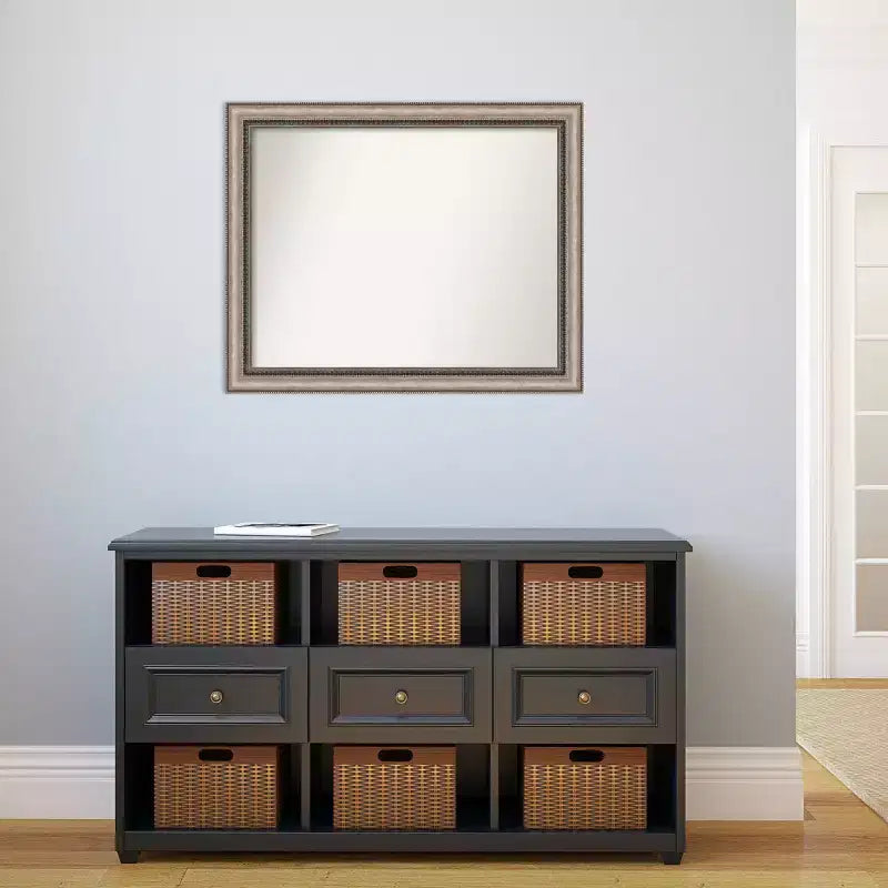 Miroir mural biseauté orné pour salle de bain - Argenté
