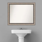 Miroir mural biseauté orné pour salle de bain - Argenté