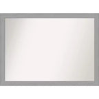 42" x 31" Non-Beveled Bathroom Wall Mirror Brushed Nickel - Amanti Art: Modern Rectangle, Polystyrene Frame, Wall Mounted