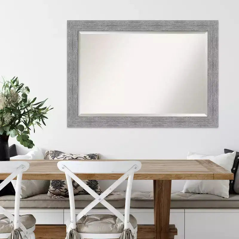 Miroir mural encadré rustique en écorce gris