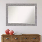 Miroir mural encadré rustique en écorce gris