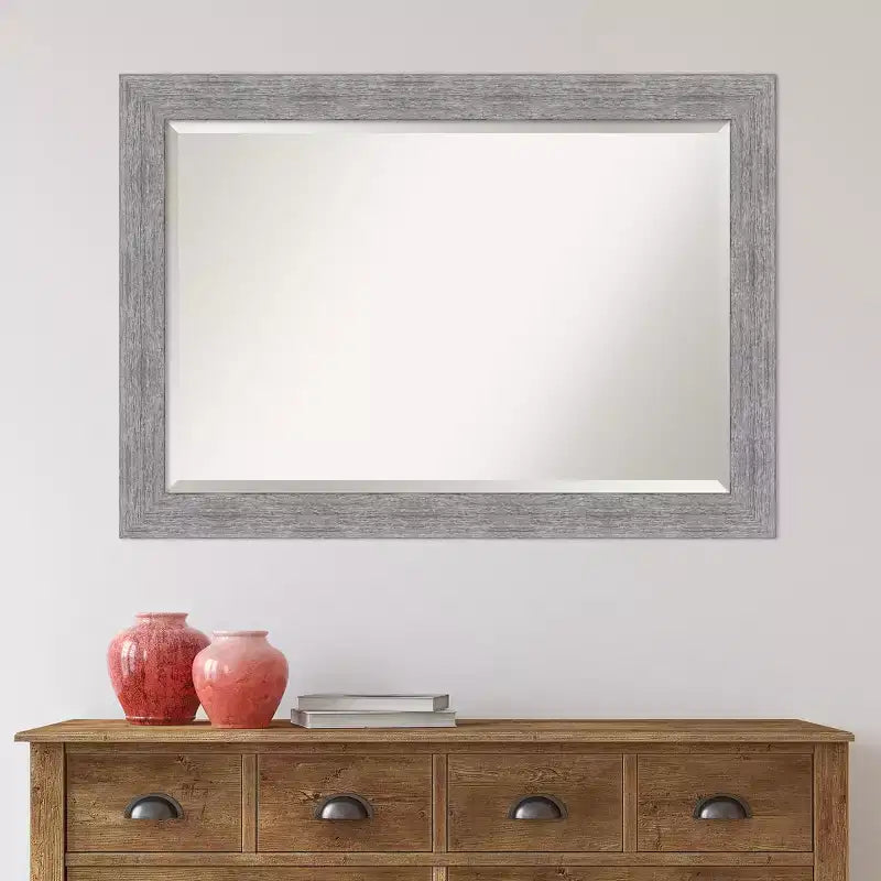 Miroir mural encadré rustique en écorce gris