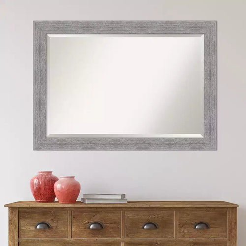 Miroir mural encadré rustique en écorce gris