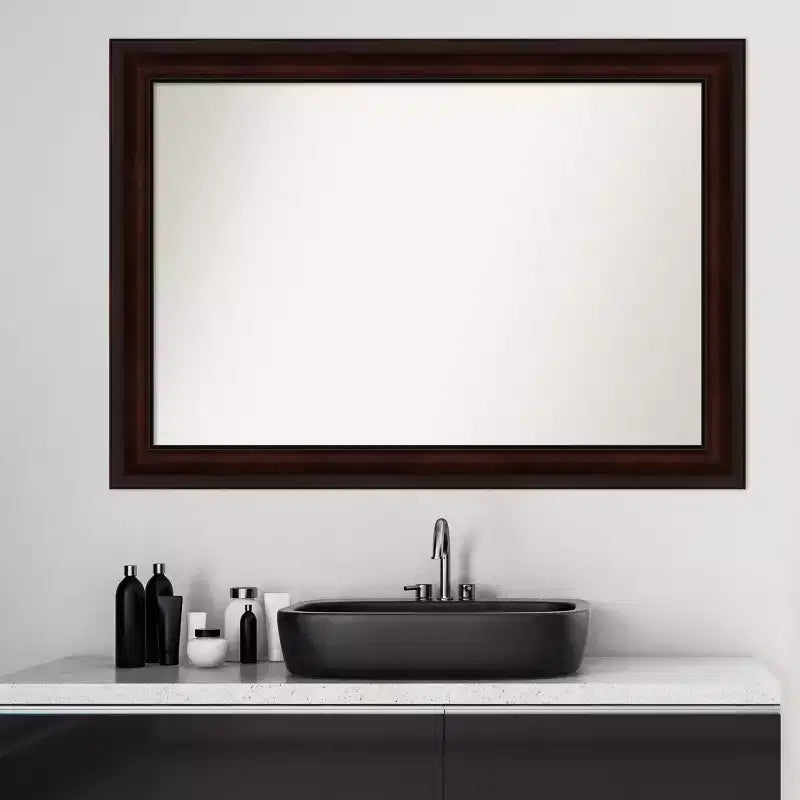 Miroir mural biseauté pour salle de bain, marron grain de café
