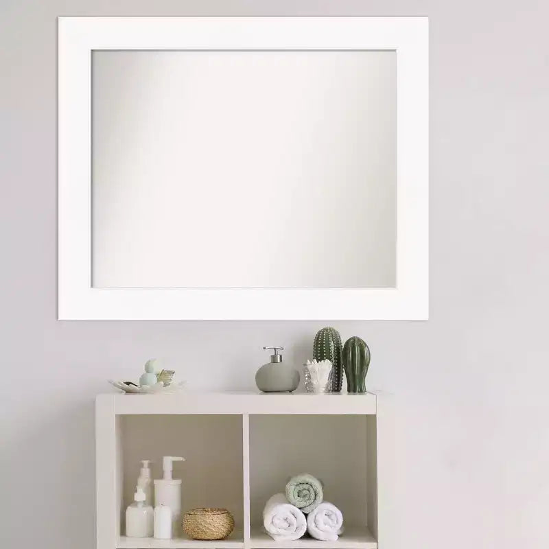 Miroir mural de salle de bain biseauté Blanc