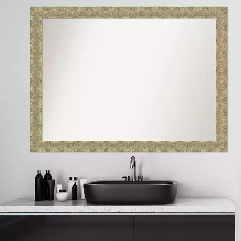 Miroir mural de salle de bain mosaïque doré sans biseau