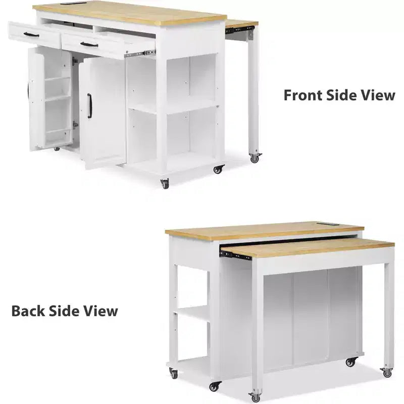 Îlot de cuisine avec table à manger extensible