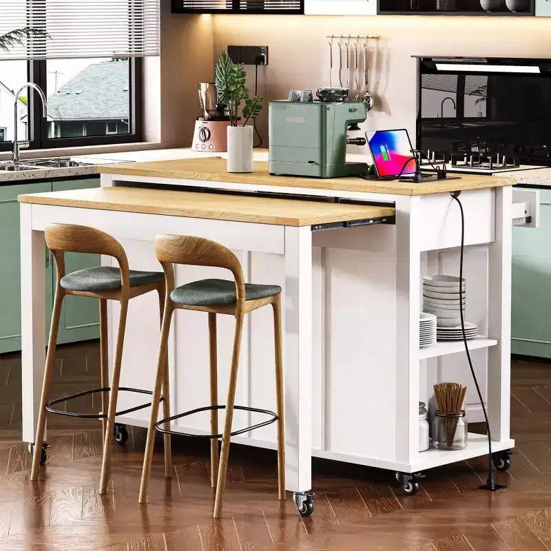 Îlot de cuisine avec table à manger extensible