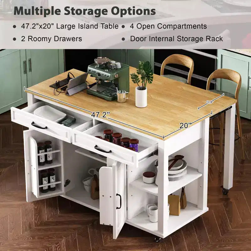 Îlot de cuisine avec table à manger extensible