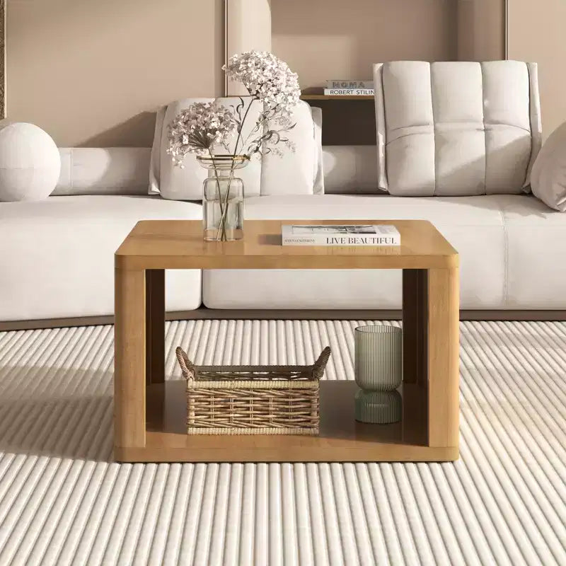 Table basse carrée en bois avec rangement