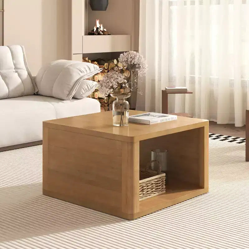 Table basse carrée en bois avec rangement