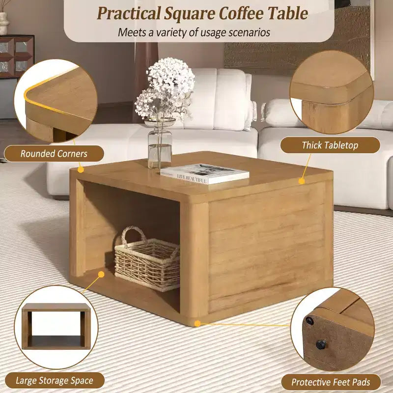 Table basse carrée en bois avec rangement