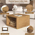 Table basse carrée en bois avec rangement