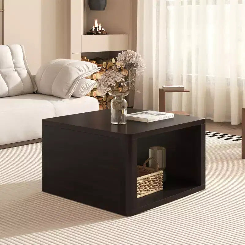 Table basse carrée en bois avec rangement