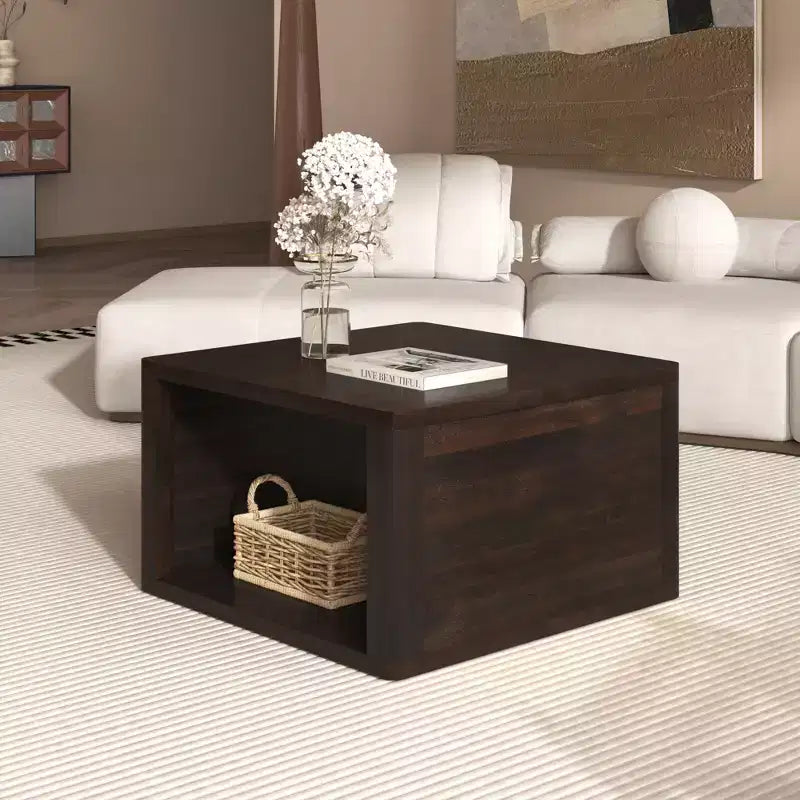 Table basse carrée en bois avec rangement