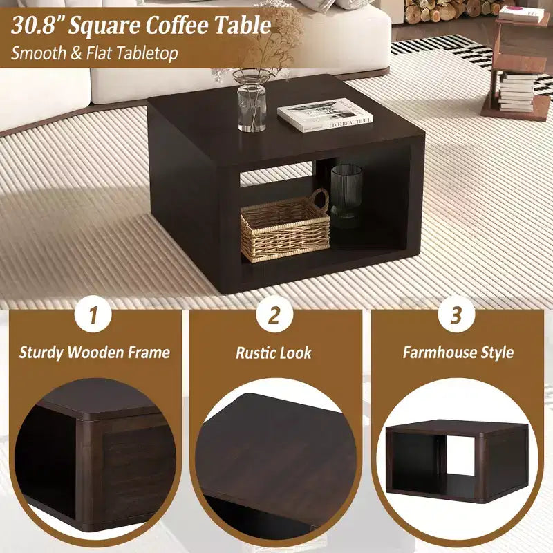 Table basse carrée en bois avec rangement