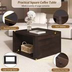 Table basse carrée en bois avec rangement