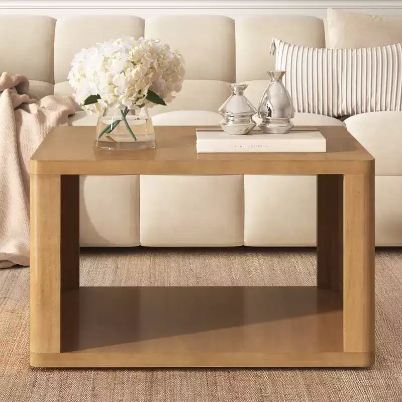 Table basse carrée en bois avec rangement