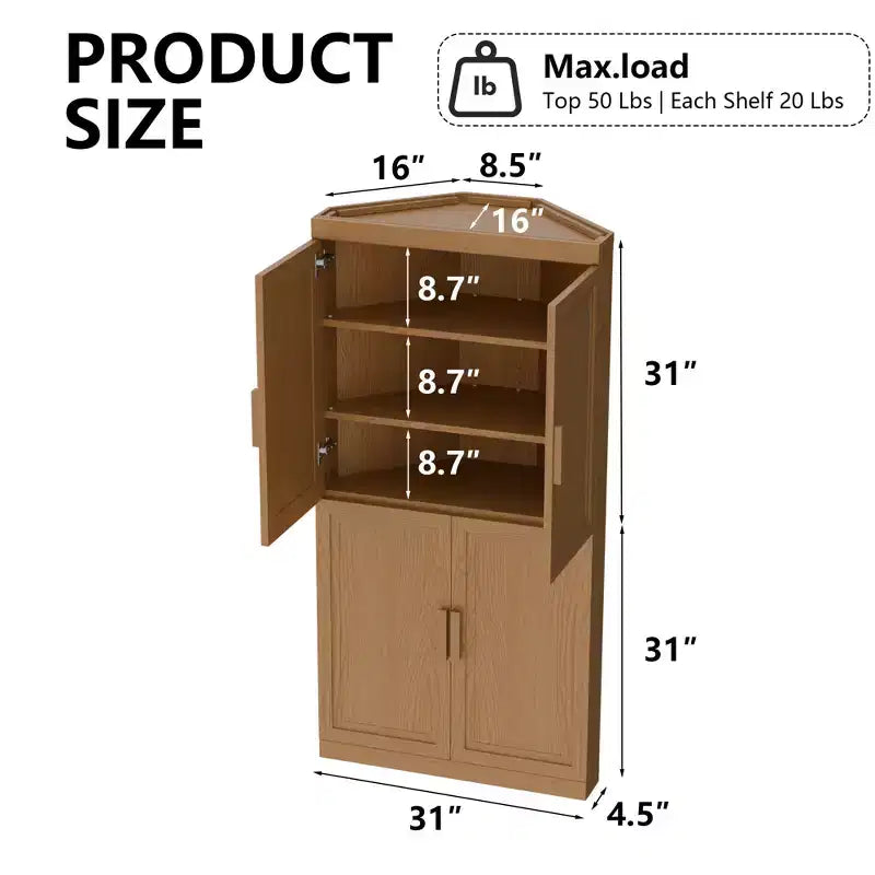 Armoire de rangement d'angle en bois massif moderne pour un rangement efficace