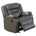 Fauteuil inclinable planeur en similicuir avec accoudoirs rembourrés, gris