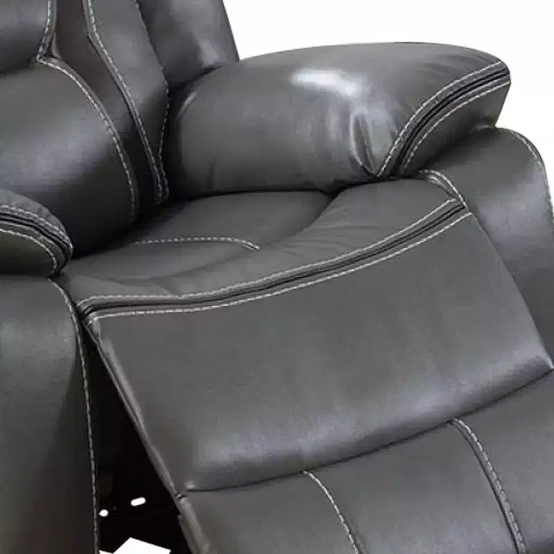 Fauteuil inclinable planeur en similicuir avec accoudoirs rembourrés, gris