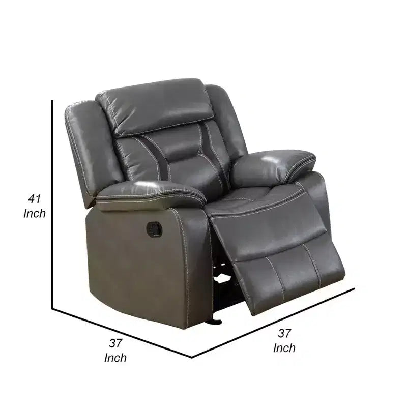 Fauteuil inclinable planeur en similicuir avec accoudoirs rembourrés, gris