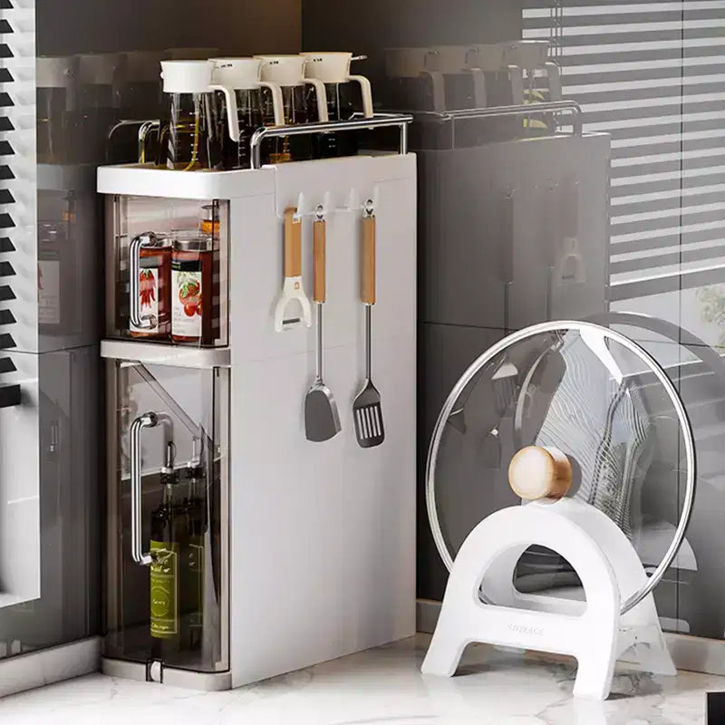 Spice Rack Storage Box Desktop Organizer, Plastic Drawer-Style Gap Cabinet Waterproof Spice Bottles Suitable for Kitchens