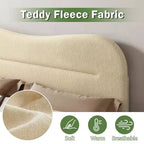 Tête de lit lit plateforme rembourré en tissu bouclé Teddy beige