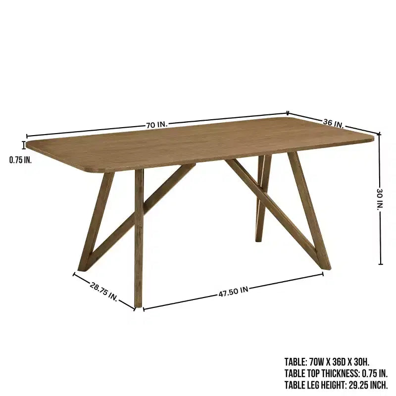 Table de salle à manger longue, pied tripode croisé