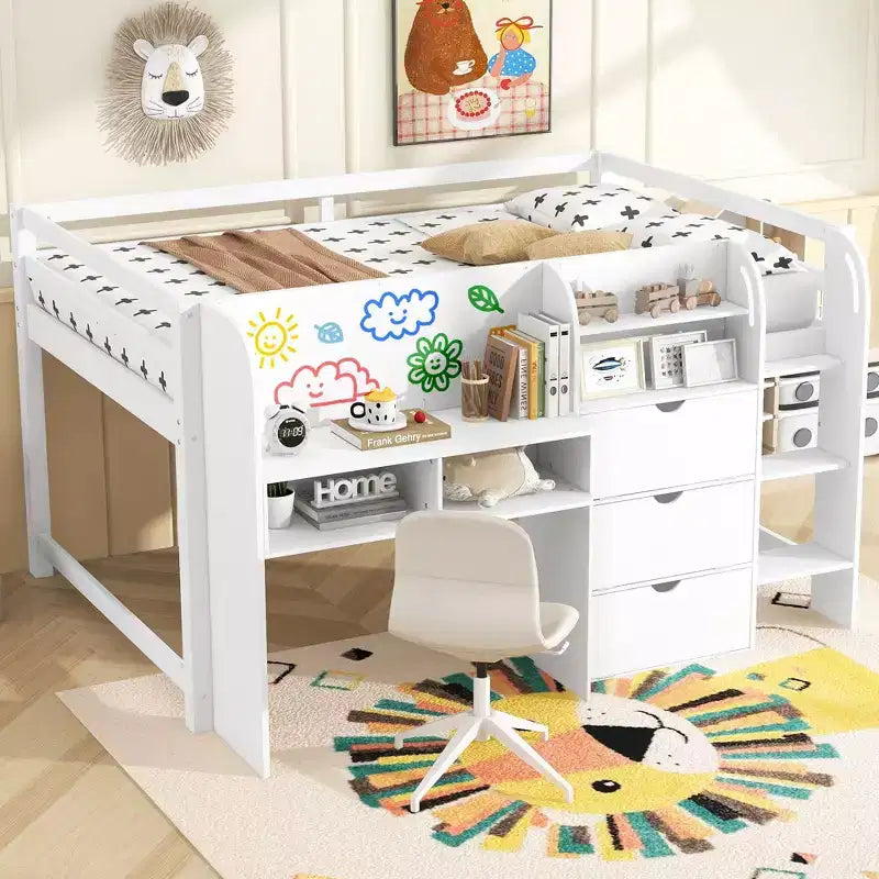 Lit bas avec bureau intégré