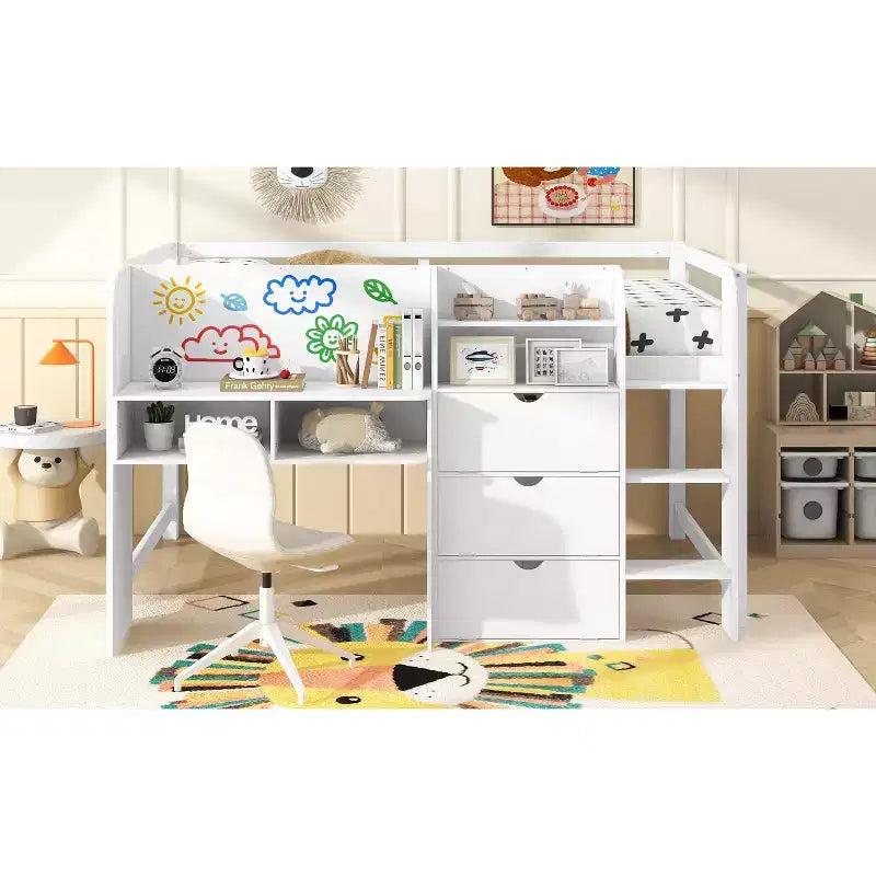 Lit bas avec bureau intégré