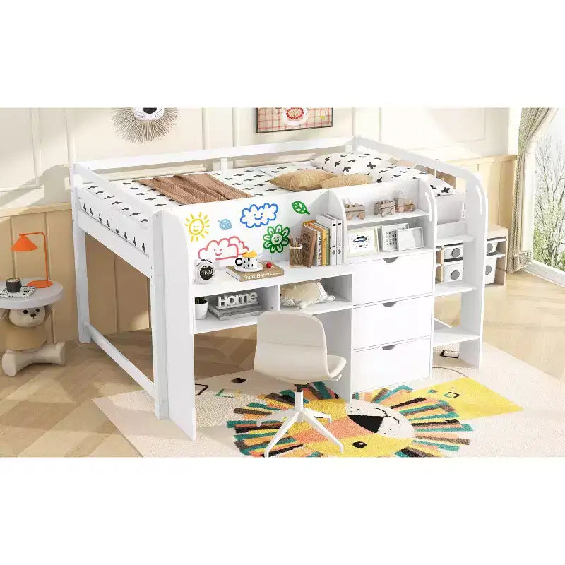 Lit bas avec bureau intégré