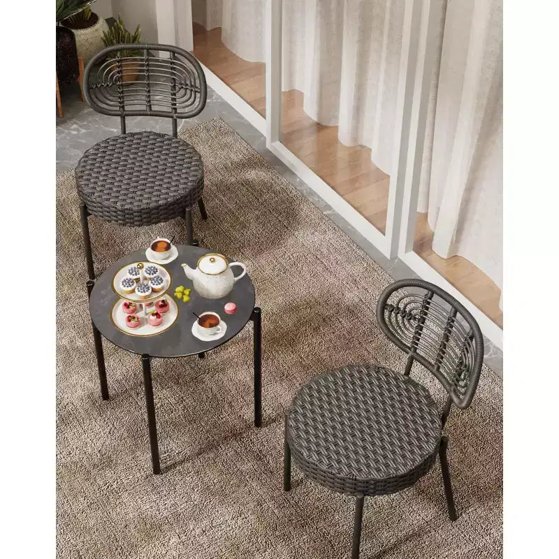 Bistro de terrasse en osier, Mobilier d'extérieur
