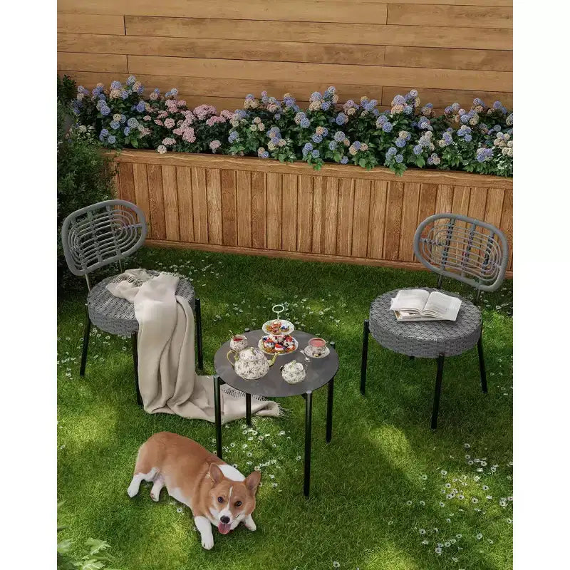Bistro de terrasse en osier, Mobilier d'extérieur