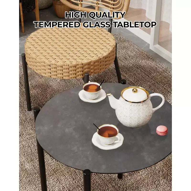 Bistro de terrasse en osier, Mobilier d'extérieur