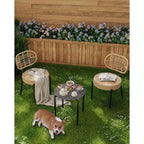 COZONY 3-Piece Wicker Patio Bistro Set, Outdoor Furniture Set with Round Rattan Chairs & Coffee Table, Perfect for Yard, Garden