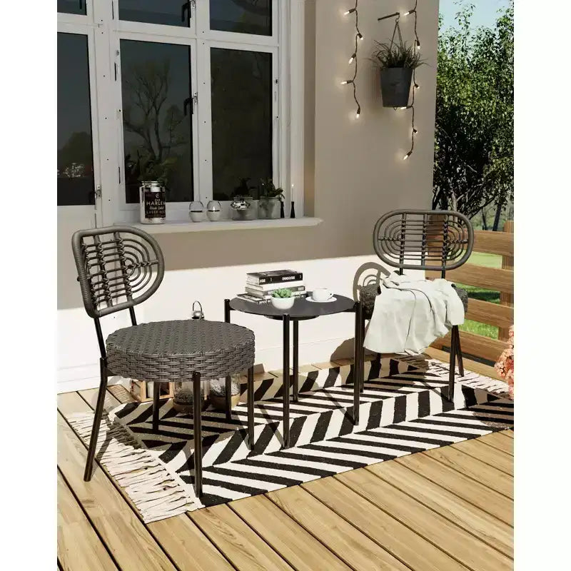 Bistro de terrasse en osier, Mobilier d'extérieur