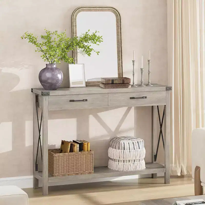 Console, Table de Canapé Étroite de Style Ferme Rustique