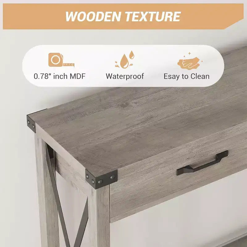 Console, Table de Canapé Étroite de Style Ferme Rustique