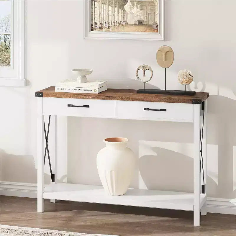 Console, Table de Canapé Étroite de Style Ferme Rustique