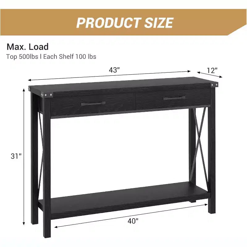 Console, Table de Canapé Étroite de Style Ferme Rustique