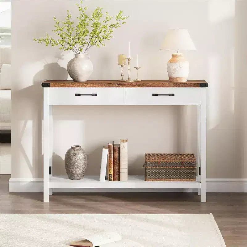 Console, Table de Canapé Étroite de Style Ferme Rustique