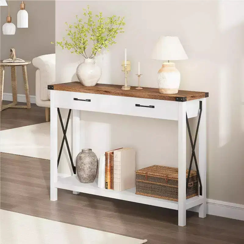 Console, Table de Canapé Étroite de Style Ferme Rustique
