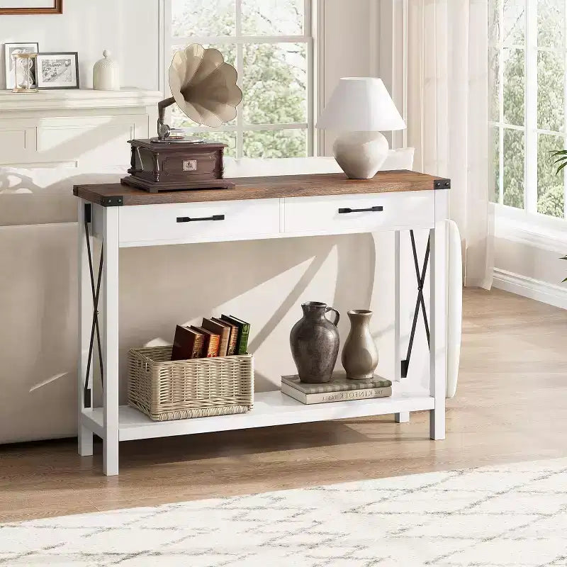 Console, Table de Canapé Étroite de Style Ferme Rustique
