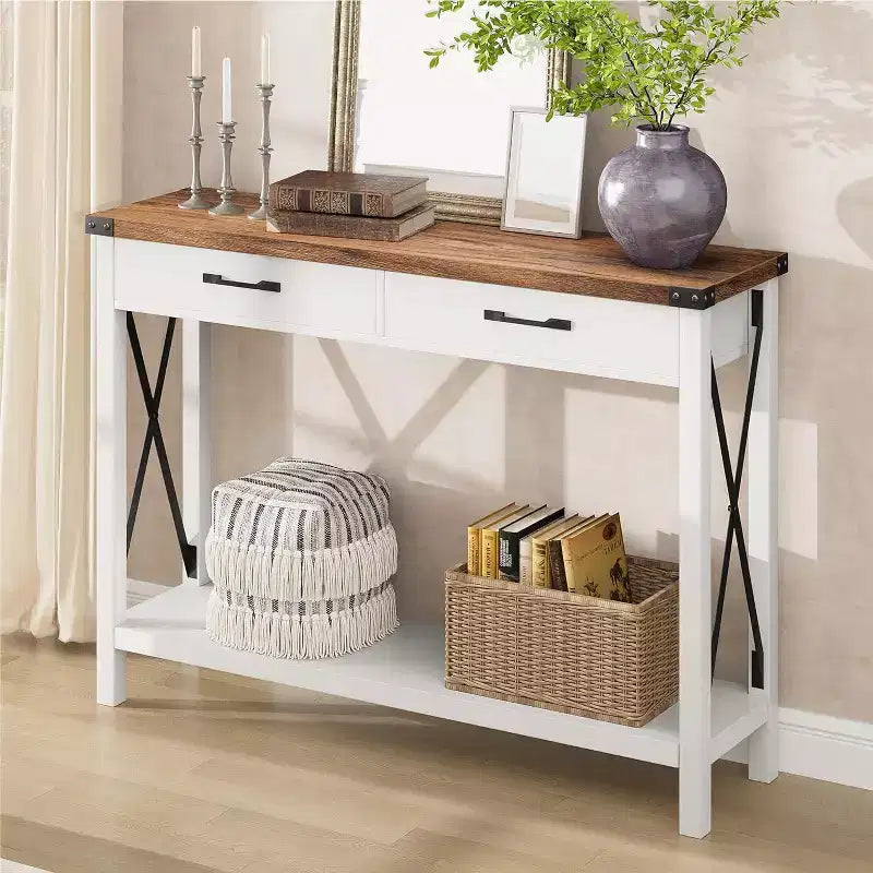 Console, Table de Canapé Étroite de Style Ferme Rustique
